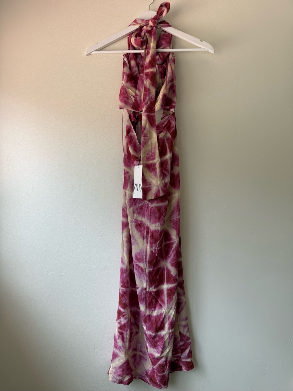 Zara Pink Tie-Dye Knotted Cutout Maxi Dress - Picture 4 of 5